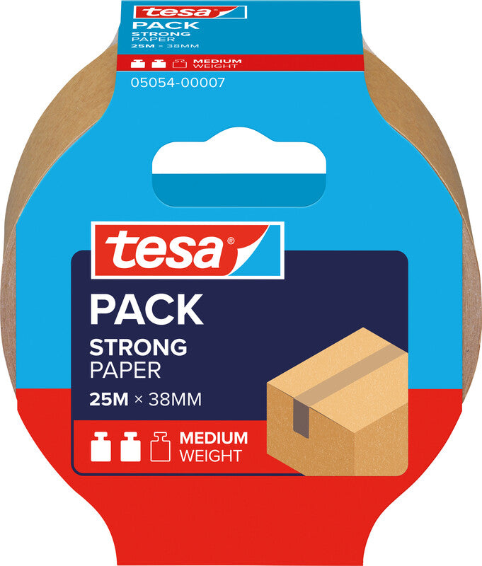 tesa Papier-Verpackungsband – 38 mm × 25 m, braun, stark, eco:plus