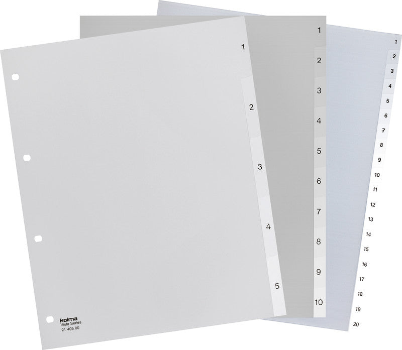 Kolma Vista XL Register – Vollformat, 10-teilig, PP, transparent, vorgedruckt, 4-fach, für A4 überbreit