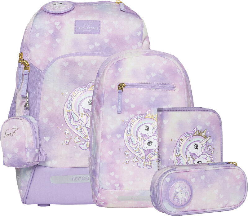 Beckmann Schulrucksack Active Air Flx – 6-teilig – Einhorn Prinzessin Violett
