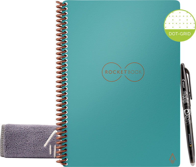Rocketbook Core Smart Spiralbuch, Spiralbindung, Hardcover, 36 Seiten, 90 g/m² – türkis, für ROCKETBOOK App