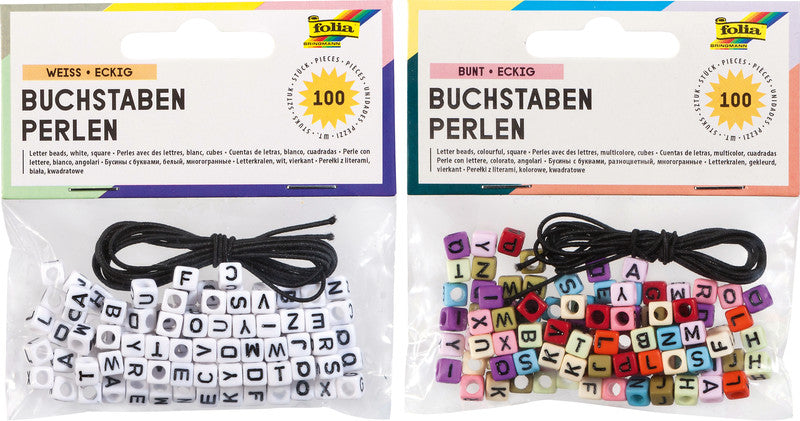 Folia Buchstabenperlen – Weiss – 100 Stück