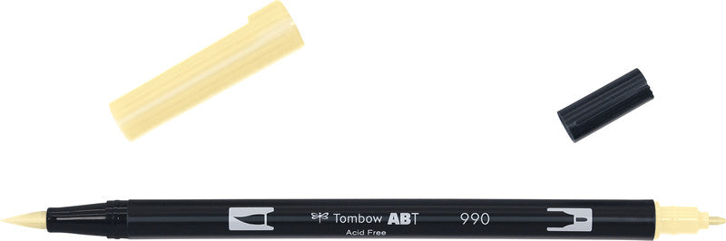 Tombow Brush Pen ABT Dual – Pinselspitze 3-10 mm, Feinspitze 0,3 mm – Light Sand – Wasservermalbar