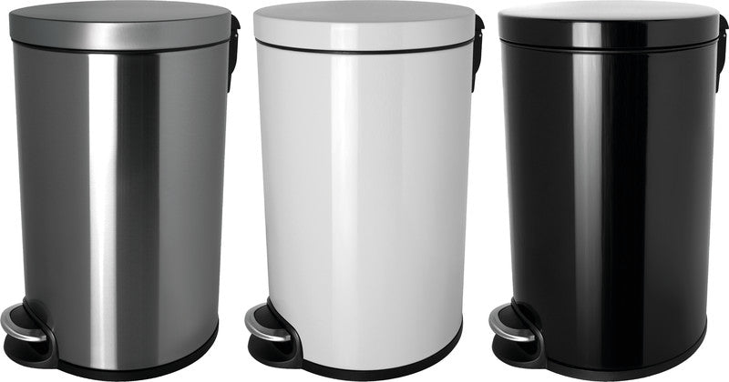 Helit Abfallcontainer – 20 l – mit Deckel – Edelstahl – Ø 293 × H 455 mm