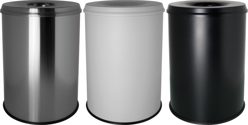 Helit Sicherheitspapierkorb – 30 l – Stahl – Selbstlöschender Kopf, TÜV/GS Zertifiziert – Ø 319 × H 503 mm