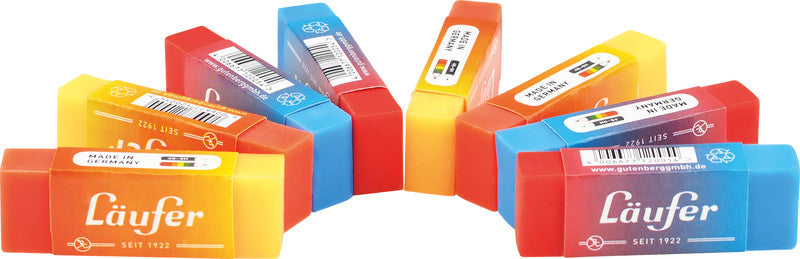 Laufer Radierer – für Bleistifte und Farbstifte – 65 × 12 × 21 mm – Kunststoff – sortiert – 2er-Pack
