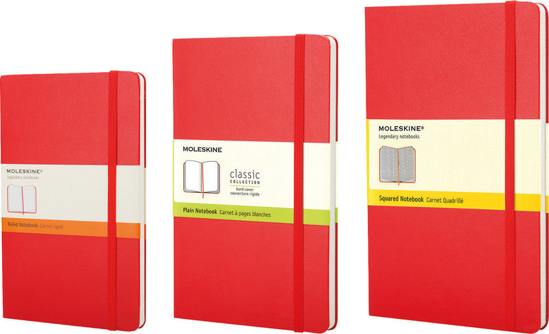 Moleskine Notizbuch, 90 × 140 mm, liniert, Leimbindung, Hardcover, 192 Seiten, 70 g/m² – rot