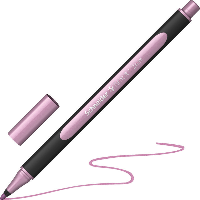 Schneider Schreibgeräte Paint-It Filzstift Metallic – 1–2 mm, schnelltrocknend, geruchsarm, rose metallic