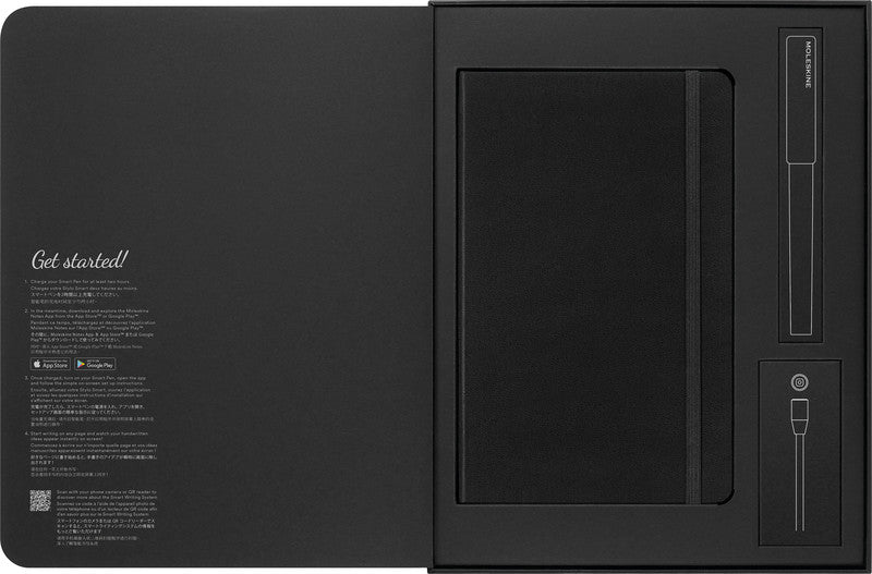 Moleskine Notizbuch, 135 × 210 mm, liniert, Leimbindung, 176 Seiten – schwarz, für MOLESKINE Notes-App