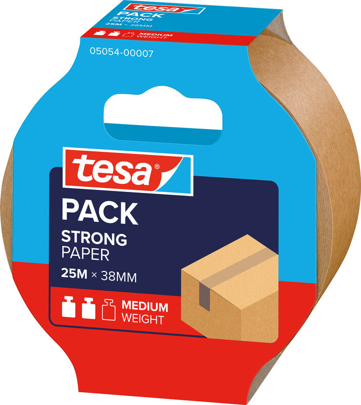 tesa Papier-Verpackungsband – 38 mm × 25 m, braun, stark, eco:plus