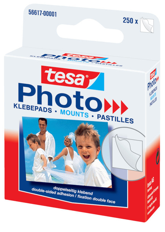 TESA Foto Klebepads – permanent, weiss, doppelseitig, 250 Stk.