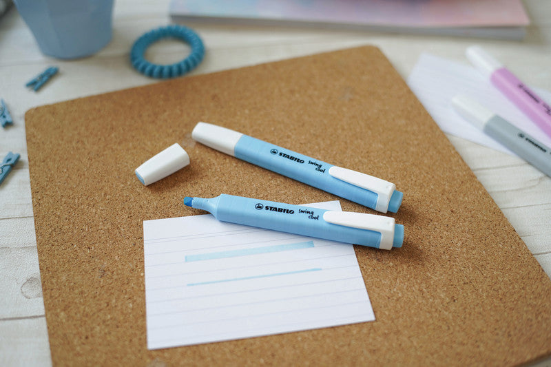 STABILO swing cool Pastel Edition Textmarker himmelblau – Keilspitze, 1–4 mm