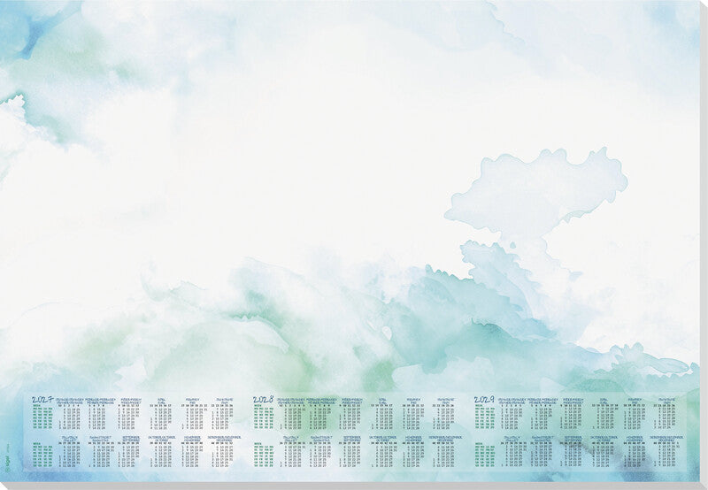 Sigel Schreibunterlage 3-Jahres-Kalender – 595 × 410 mm – 30 Blatt, 80 g/m², Aquarell Meer, Mehrfarbig, FSC