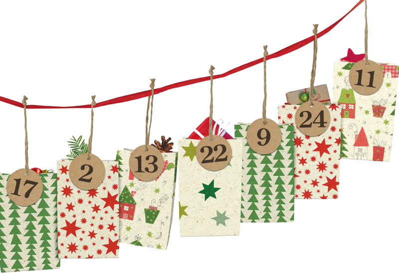 Braun + Company Adventskalender-Set – Nordic Christmas – 24 Papiertüten, aus Graspapier – 90 × 145 × 60 mm