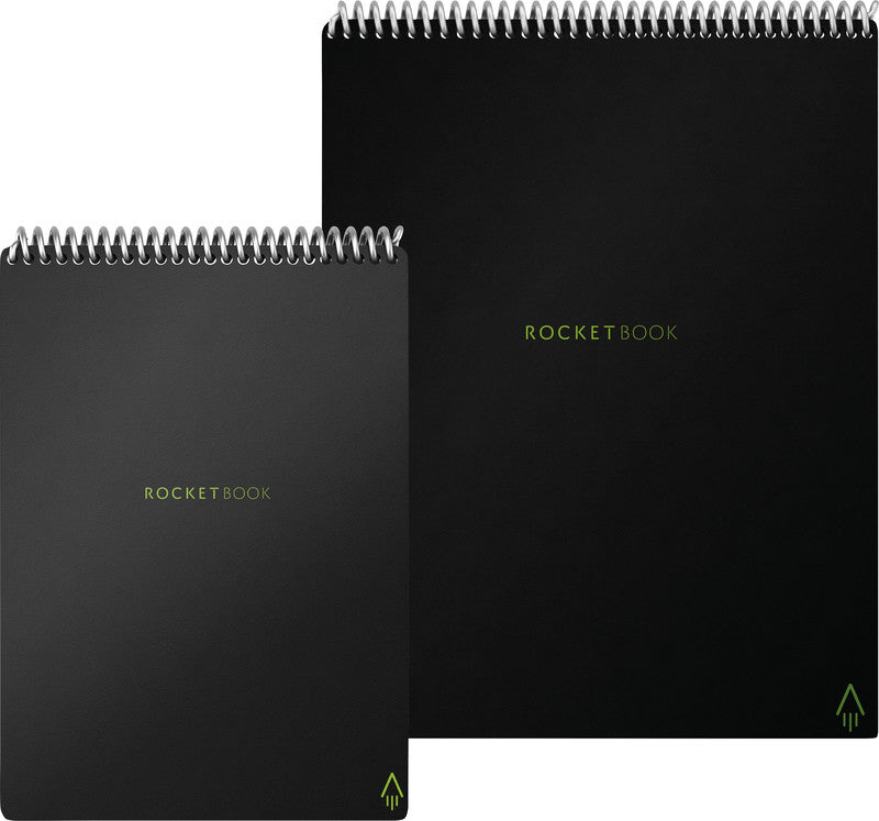 Rocketbook Spiralblock Flip Smart, Spiralbindung, Hardcover, 16 Blatt, 90 g/m² – Schwarz, für ROCKETBOOK App