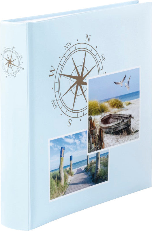 Hama Fotoalbum Jumbo Compass – für 300 × 300 mm, hellblau, mit Pergaminzwischenblättern, Karton