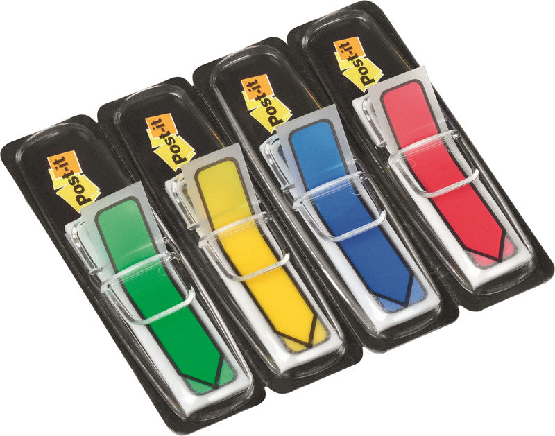 Post-it Indexstreifen – 11,9×43,2 mm – sortiert, 4×24 Stück, mit Dispenser, Pfeil
