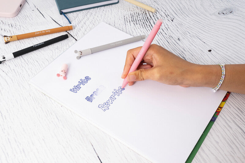 Eberhard Faber Animal Erase It Gelschreiber – blau, 0,7 mm, radierbar, Kappe, nachfüllbar