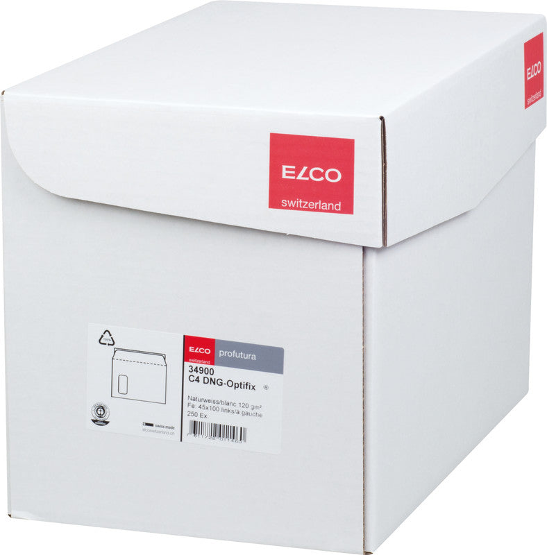 Elco Couvert C4, Fenster links, Haftklebung, Naturweiss, 120 g/m², Profutura, mit Innendruck – 250 Stk.