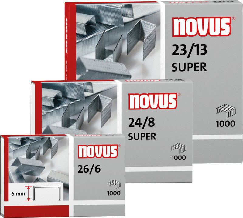 Novus Heftklammern 23/6 – verzinkt, silber – 1000 Stk.