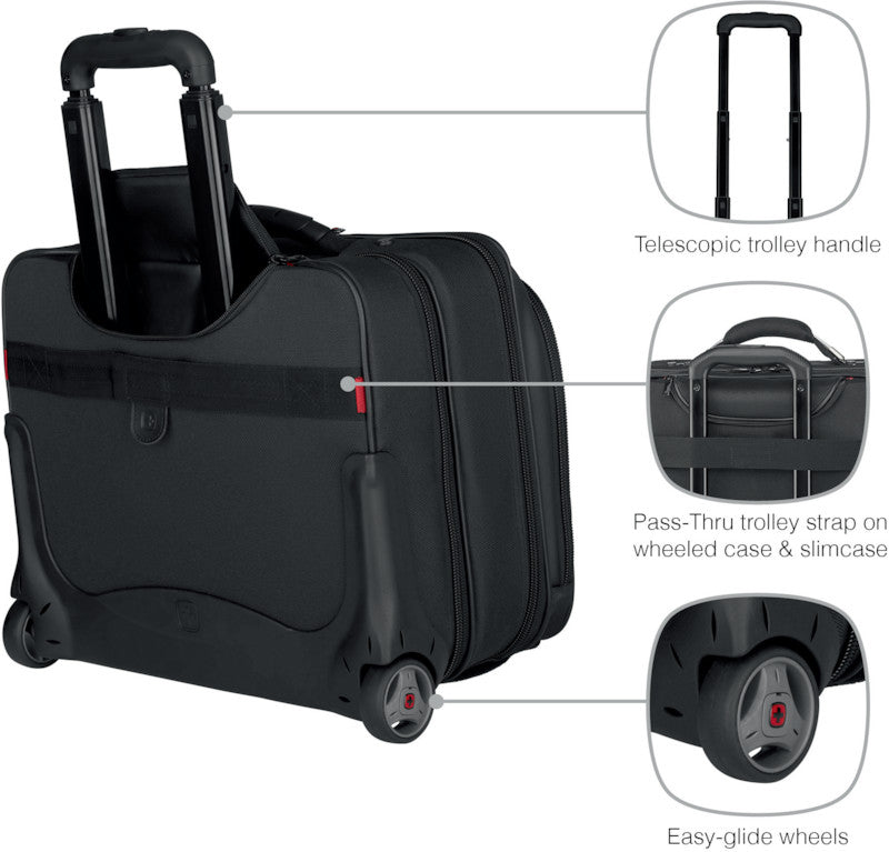 Wenger/SwissGear Wenger Notebook-Trolley Handgepäck – für Notebooks bis 17", Polyester, 2 Rollen, schwarz, 44 × 42 × 25 cm