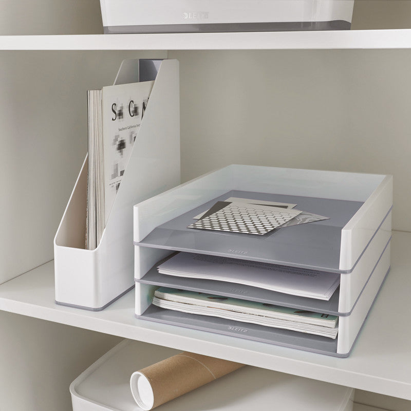 Leitz Briefkorb – Kunststoff, metallisch, weiss, Serie 53611001