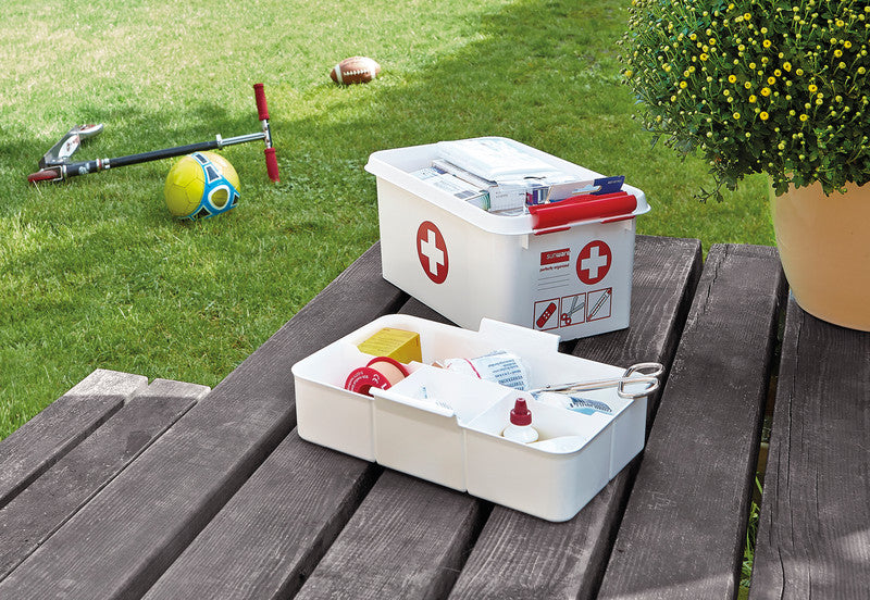 Helit die q-line Aufbewahrungsbox 22 l – mit Tragegriff, Clipdeckel, stapelbar, 400 × 260 × 300 mm, weiss
