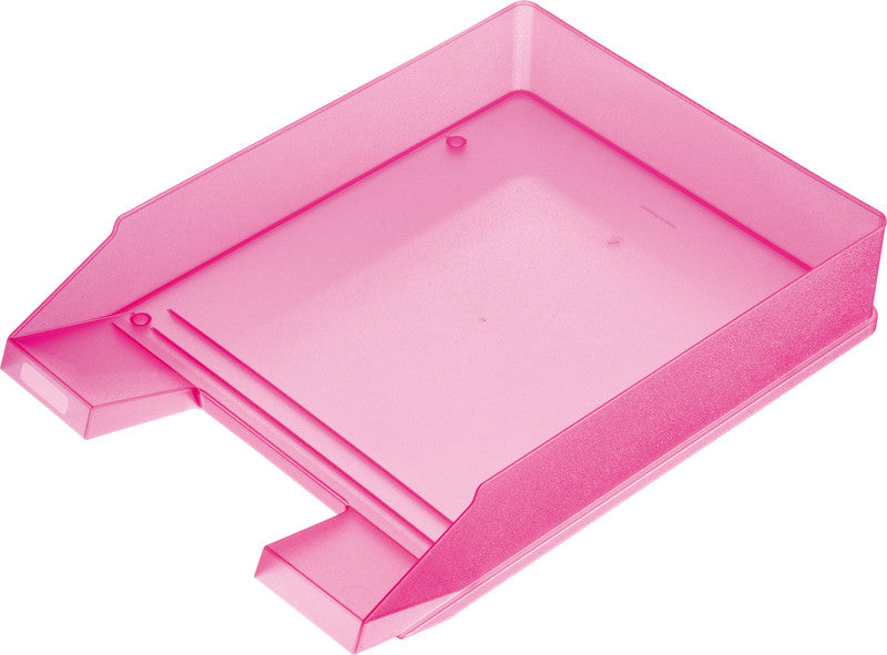 Helit Briefkorb – mit Beschriftungsfeld, matt, himbeer transparent, B 245 × H 67 × T 347 mm