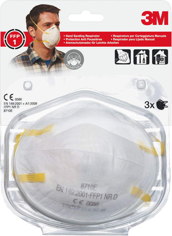 3M Einwegmaske FFP1 NR D für Handschleifen Weiss – 3 Stück