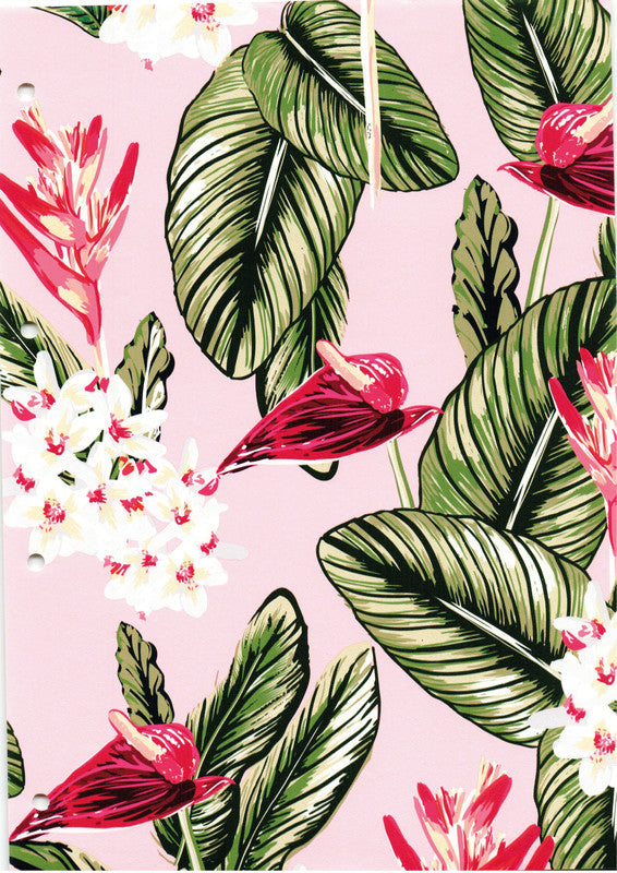 Einfasspapier – 50 cm × 3 m, Tropische Blume, mehrfarbig, 70 g/m² – Papier