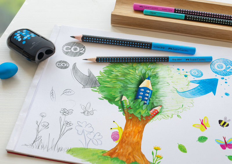 Faber-Castell Grip Jumbo Zweifarbiger Bleistift, Dreikant B Mine Ø 3,25 mm