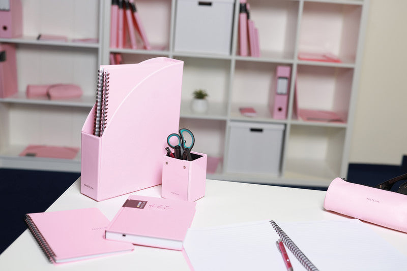 Pastelini Ordner – A4 hoch – 2-Ring Hebelmechanik, Rücken 70 mm – pink, mit Griffloch, mit Raumsparösen