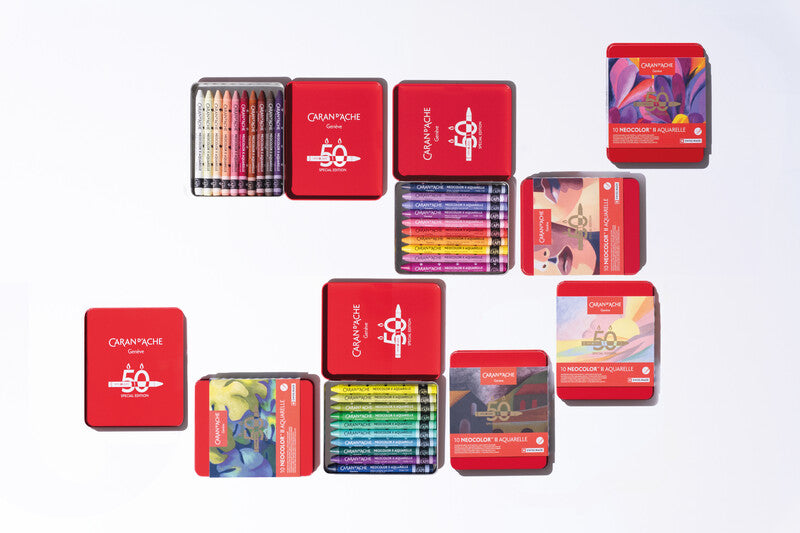 Caran d-Ache Caran d'Ache – Neocolor II – Wachsmalkreiden – Set – 10 Farben, in Metallschachtel