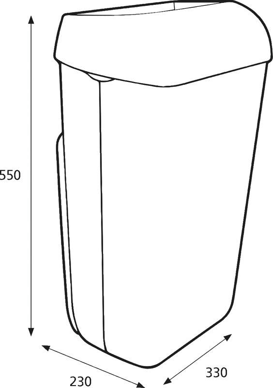 Katrin Abfallcontainer – 25 l – mit Deckel – Kunststoff, weiss – B × H × T 330 × 550 × 230 mm
