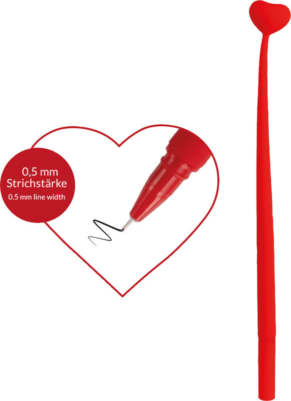 Trendhaus Wackelherz Heartbeat – Tintenroller, mit Kappe, 0,5 mm, schwarz, für Linkshänder