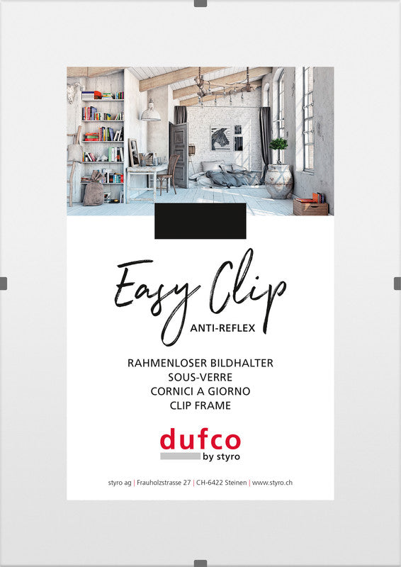 Dufco Wechselrahmen Easy Clip, Glas, Transparent, 10,5 × 15 cm, Antireflexglas