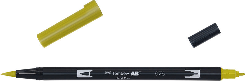 Tombow Pinselstift – grünocker, Kunststoff, wasservermalbar, für Linkshänder geeignet