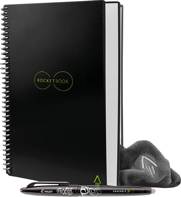 Rocketbook Notizbuch, Spiralbindung, Hardcover, 36 Seiten, 90 g/m² – Schwarz, für Rocketbook App