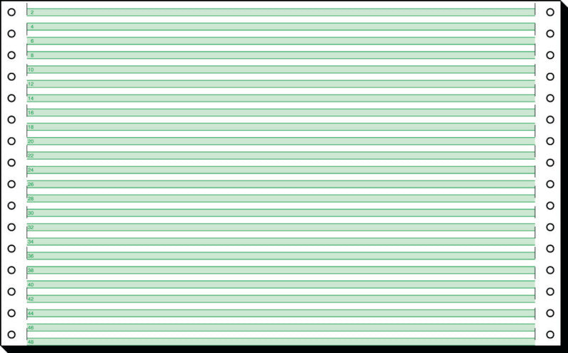 Sigel Computerpapier endlos – 203,2 mm × 13" – 60 g/m² – weiss, grüne Lesestreifen – 1-fach – 2'000 Blatt