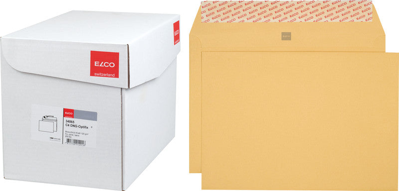 Elco Couvert B4, ohne Fenster, selbstklebend, braun, 120 g/m² – 250 Stk.