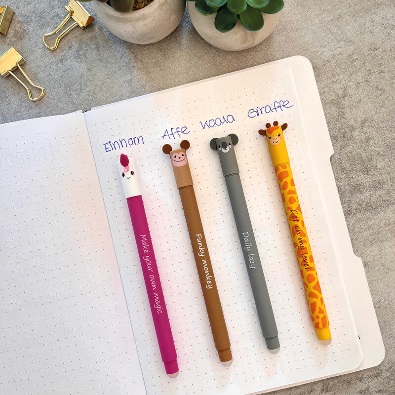 Eberhard Faber Animal Erase It Gelschreiber – Blau, 0,7 mm, radierbar, Kappe, nachfüllbar