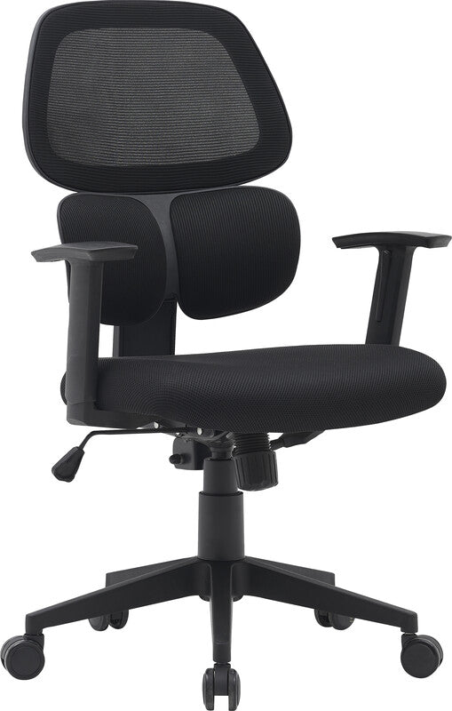 Q-CONNECT Ancona Bürostuhl – Netzrücken – Schwarz, höhenverstellbare Armlehnen, 46–56 cm, bis 110 kg