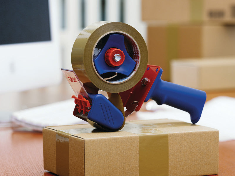 tesa Verpackungsbandabroller – für Rollenbreite bis 50 mm, für Kern 3", für Bandlänge bis 66 m, mit Bremse