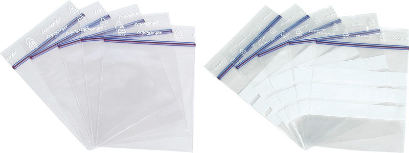 Topgrip Verschlussbeutel, transparent, mit Beschriftungsfeldern – 90 × 110 mm – 100 Stk.