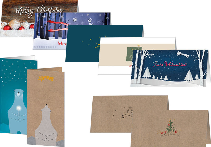 Sigel Weihnachtsgrusskarte (Äpfel) – 220 × 110 mm – mit Umschlägen, für Inkjet/Laser/Kopierer, 10er Pack