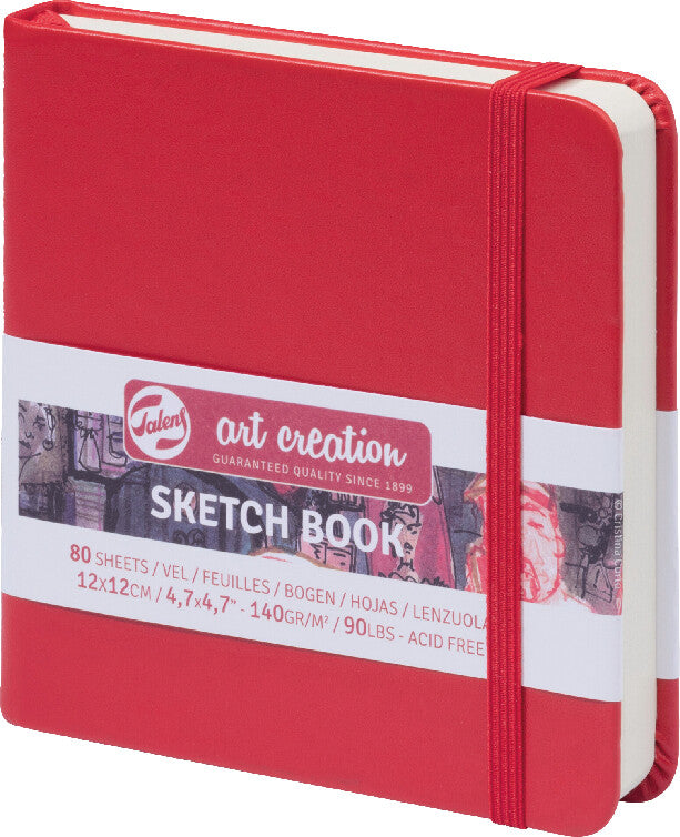 Talens Art Creation – Skizzenbuch, 12 × 12 cm, 140 g/m², 160 Seiten, rot, mit Gummiband, säurefrei
