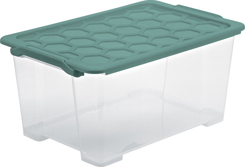 Rotho Aufbewahrungsbox – Kunststoff, transparent/grün, 59 × 28 × 39,5 cm