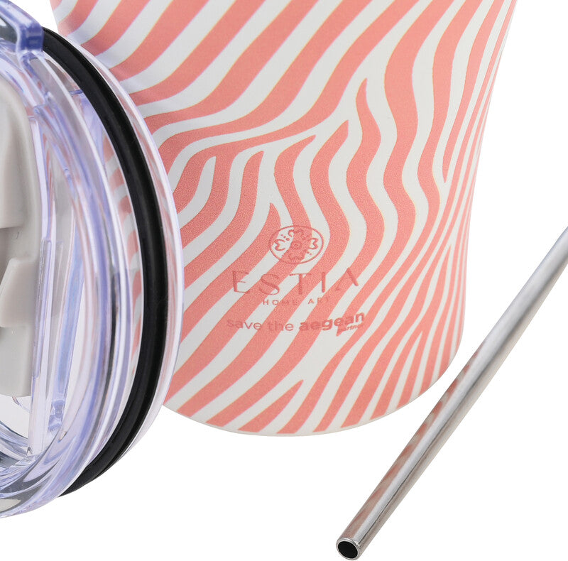 Estia Kaffeebecher Soft Ripple – 350 ml, Ø 9,0 cm, Edelstahl, vakuumisoliert