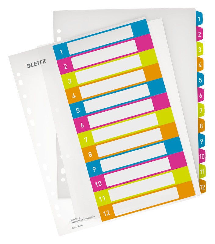 Leitz Register – A4, 5-teilig, PP, farbig, Indexblatt, 11-fach Lochung, für Zeigebuchtaschen