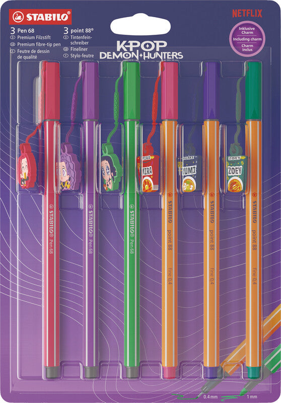 STABILO Pen 68/point 88 Filzstifte & Fineliner – Rundspitze 1 mm, Feine Spitze 0,4 mm, 6er Set