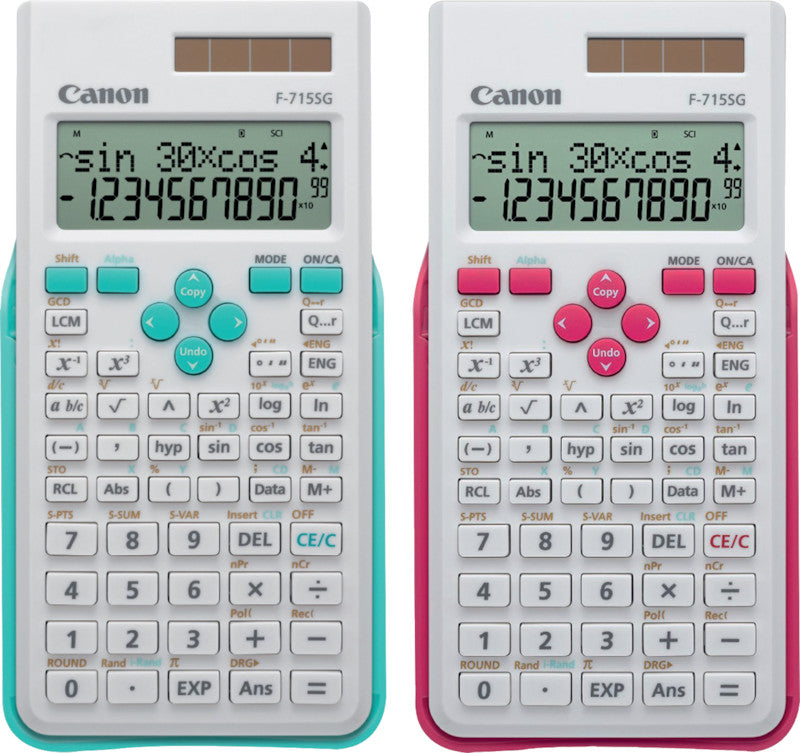 Canon Taschenrechner F-715SG – 12-stellig, 2-zeiliges LCD, Solar + Batterie, Pink, 80×165×15 mm